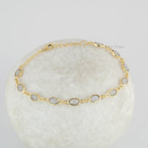 Moonstone Bracelet - Solid 925 Silver Chain Bracelet - Gold Plated Bracelet for Women - Anniversary Gift for Her